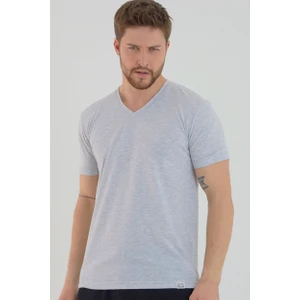 Amazing Crash Karmelanj Basic Erkek V Yaka Slim Fit Kısa Kollu T-Shirt