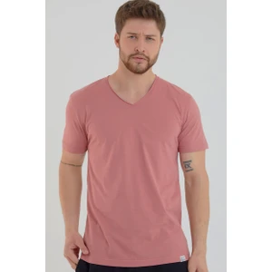 Amazing Crash Gül Kurusu Basic Erkek V Yaka Slim Fit Kısa Kollu T-Shirt