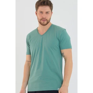 Amazing Crash Su Yeşili Basic Erkek V Yaka Slim Fit Kısa Kollu T-Shirt