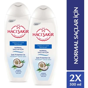 Hacı Şakir Normal Saçlar Için Hindistan Cevizi Sütlü Besleyici 2'Si 1 Arada 0şampuan 500 Ml X2 Adet