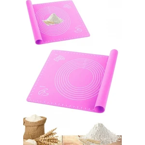 Tilbe Home Hamur Matı Açma Mutfak Matı Silikon Silpat Pasta Fırın Hamur Yoğurma Matı Lüx Pembe Büyük Boy 65X45