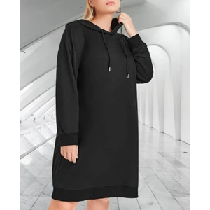 Büyük Beden Kapüşonlu Şardonlu Pamuk Dokuma Tam Kışlık Oversize Yeni Trend Kadın Spor Elbise