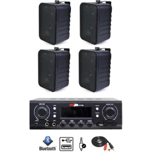 Black Wall Small Paket-2 Hoparlör ve Anfi Ses Sistemi Seti (1 ANFİ + 4 HOPARLÖR)