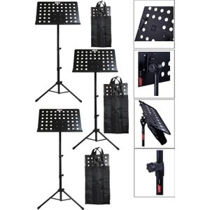 NT104CS-3X Şef Tipi Katlanır Nota Standı Sehpası Taşıma Çantalı (3LÜ Ekonomik Paket)