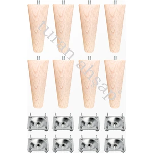 Turan Ahşap Koltuk Ayağı - Baza Ayağı - Ahşap Ayak  / 8' Li Set