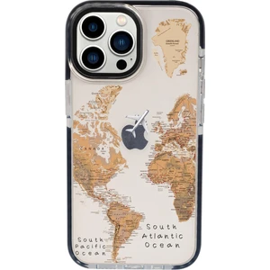 Apple iPhone 13 Pro Dünya Harita Candy Bumper Darbe Emci Silikonlu Telefon KılıfıHBC00001BFWXN