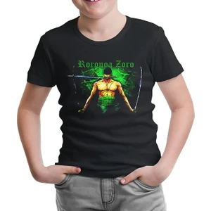 Lordd T-Shirt One Piece - Zoro Siyah Çocuk Tshirt