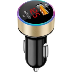 Çift USB Portları Pd 18W Qc 3.0 Dijital Ekran Çakmak Araba Hızlı Şarj (Yurt Dışından)