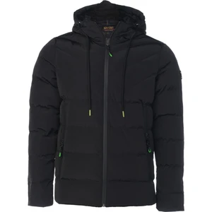 Yeni Sezon Erkek Siyah Su ve Rüzgar Geçirmez Kapüşonlu Kalın Şişme Migrogelli Kaban & Mont