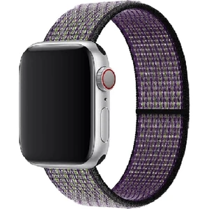 Apple Watch Seri 2,3,4,5,6,se,7  Uyumlu  42/44/45 mm Spor Loop Kumaş Hasır Kordon Siyah - Lacivert