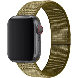 Apple Watch Seri 2,3,4,5,6,se,7  Uyumlu  42/44/45 mm Spor Loop Kumaş Hasır Kordon Açık Yeşil
