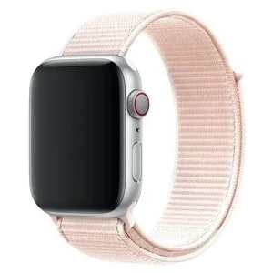 Apple Watch Seri 2,3,4,5,6,se,7  Uyumlu  42/44/45 mm Spor Loop Kumaş Hasır Kordon Toz Pembe