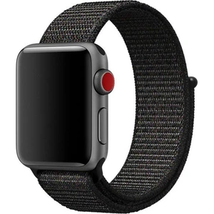 Apple Watch Seri 2,3,4,5,6,se,7  Uyumlu  42/44/45 mm Spor Loop Kumaş Hasır Kordon Siyah