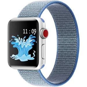 Apple Watch Seri 2,3,4,5,6,se,7  Uyumlu  42/44/45 mm Spor Loop Kumaş Hasır Kordon Gökyüzü Mavi