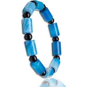 Tesbih Atölyesi Doğal Damarlı Mavi Akik Bileklik