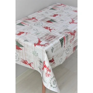 Dede Ev Tekstil Elyaf Astarlı Silinebilir Pvc Muşamba Masa Örtüsü Noel Geyik