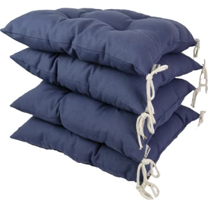 Lacivert Duck Keten 4'lü Set Sandalye Minderi
