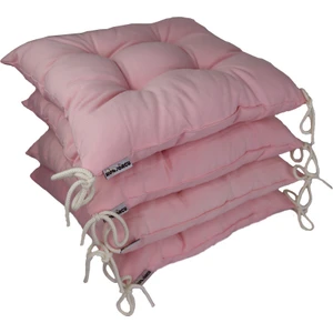 Toz Pembe Duck Keten 4'lü Set Sandalye Minderi