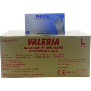 Lateks Pudralı Eldiven Large 100'LÜ x 20 Paket