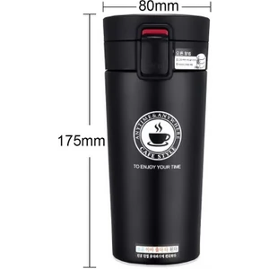 380 ML 304 Paslanmaz Çelik Sızdırmaz Termos Kupa - Siyah (Yurt Dışından)