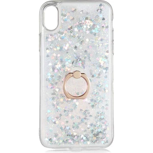 Apple iPhone Xs Max 6.5 Kılıf Içi Sıvılı Yüzüklü Kapak Gümüş