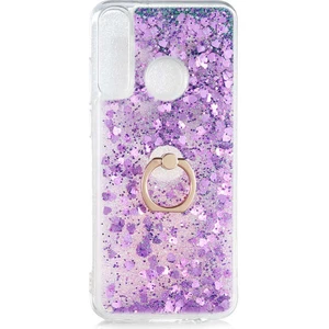 Huawei Y6P Kılıf Içi Sıvılı Yüzüklü Kapak Mor