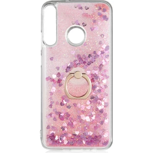 Huawei P40 Lite E Kılıf Içi Sıvılı Yüzüklü Kapak Pembe