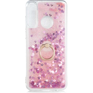 Huawei Y6P Kılıf Içi Sıvılı Yüzüklü Kapak Pembe