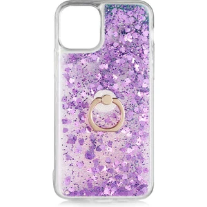 Apple iPhone 11 Pro Kılıf Içi Sıvılı Yüzüklü Kapak Mor