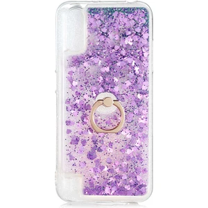 Samsung Galaxy A01 Kılıf Içi Sıvılı Yüzüklü Kapak Mor