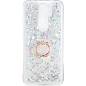 Xiaomi Redmi Note 8 Pro Kılıf Içi Sıvılı Yüzüklü Kapak Gümüş