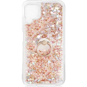 Huawei P40 Lite Kılıf Içi Sıvılı Yüzüklü Kapak Gold