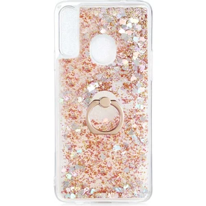 Samsung Galaxy A20S Kılıf Içi Sıvılı Yüzüklü Kapak Gold