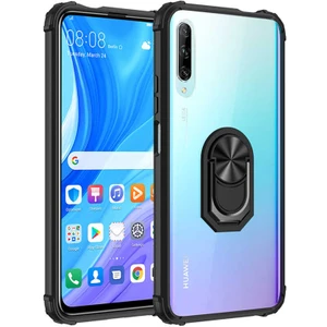 Huawei P Smart Pro 2019 Kılıf Şeffaf Sararmaz Yüzüklü Mola Kapak Siyah