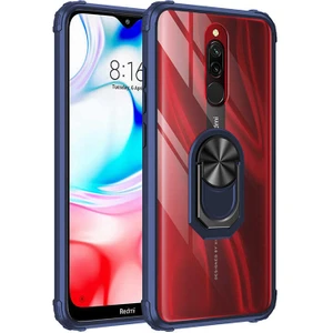 Xiaomi Redmi 8A Kılıf Şeffaf Sararmaz Yüzüklü Mola Kapak Lacivert