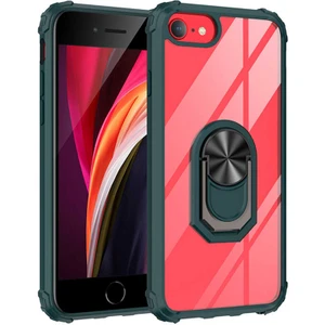 Apple iPhone 8 Kılıf Şeffaf Sararmaz Yüzüklü Mola Kapak Yeşil