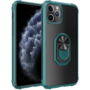 Apple iPhone 11 Pro Kılıf Şeffaf Sararmaz Yüzüklü Mola Kapak Yeşil