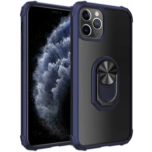 Apple iPhone 11 Pro Max Kılıf Şeffaf Sararmaz Yüzüklü Mola Kapak Lacivert