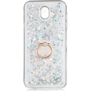 Samsung Galaxy J730 Pro Kılıf Içi Sıvılı Yüzüklü Kapak Gümüş