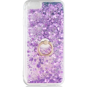 Apple iPhone 6 6s Kılıf Içi Sıvılı Yüzüklü Kapak Mor