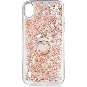 Samsung Galaxy A10 Kılıf Içi Sıvılı Yüzüklü Kapak Gold