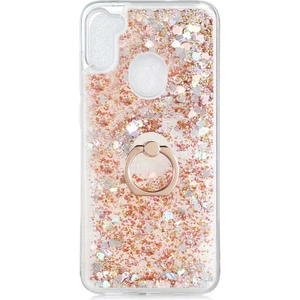 Samsung Galaxy A11 Kılıf Içi Sıvılı Yüzüklü Kapak Gold