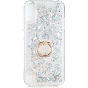 Samsung Galaxy A01 Kılıf Içi Sıvılı Yüzüklü Kapak Gümüş