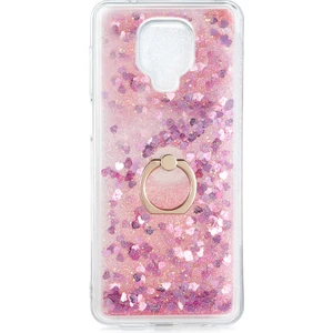 Xiaomi Redmi Note 9s Kılıf Içi Sıvılı Yüzüklü Kapak Pembe