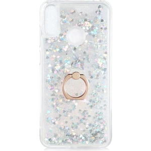 Huawei Y7 Prime 2019 Kılıf Içi Sıvılı Yüzüklü Kapak Gümüş