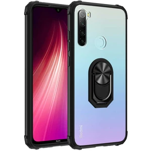 Xiaomi Redmi Note 8 Kılıf Şeffaf Sararmaz Yüzüklü Mola Kapak Siyah