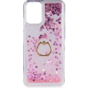 Xiaomi Redmi Note 10S Kılıf Içi Sıvılı Yüzüklü Kapak Pembe