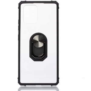 Samsung Galaxy A91 (S10 Lite) Kılıf Şeffaf Sararmaz Yüzüklü Mola Kapak Siyah