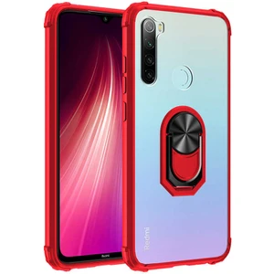 Xiaomi Redmi Note 8 Kılıf Şeffaf Sararmaz Yüzüklü Mola Kapak Kırmızı