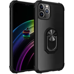 Apple iPhone 12 Pro Kılıf Şeffaf Sararmaz Yüzüklü Mola Kapak Siyah